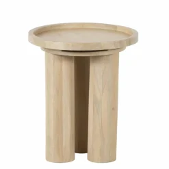 Clearance Bois & Chiffons Table d'appoint ronde pour canapé Mango Barloo Beige - 43x41x51 cm