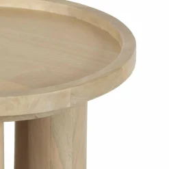 Clearance Bois & Chiffons Table d'appoint ronde pour canapé Mango Barloo Beige - 43x41x51 cm