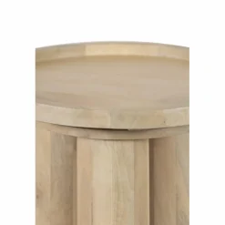 Clearance Bois & Chiffons Table d'appoint ronde pour canapé Mango Barloo Beige - 43x41x51 cm