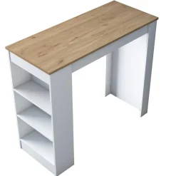 Wooden Art Table de bar ja103 noyer/blanc - 120x100x50 cm
