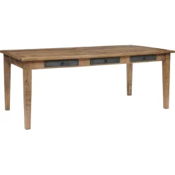 Discount Bois & Chiffons Table de repas 6 tiroirs manguier farm brun/miel - 200x100x76 cm
