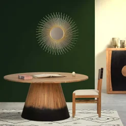 Discount Bois & Chiffons Table de repas ronde acacia dimona marron - D.140x76 cm