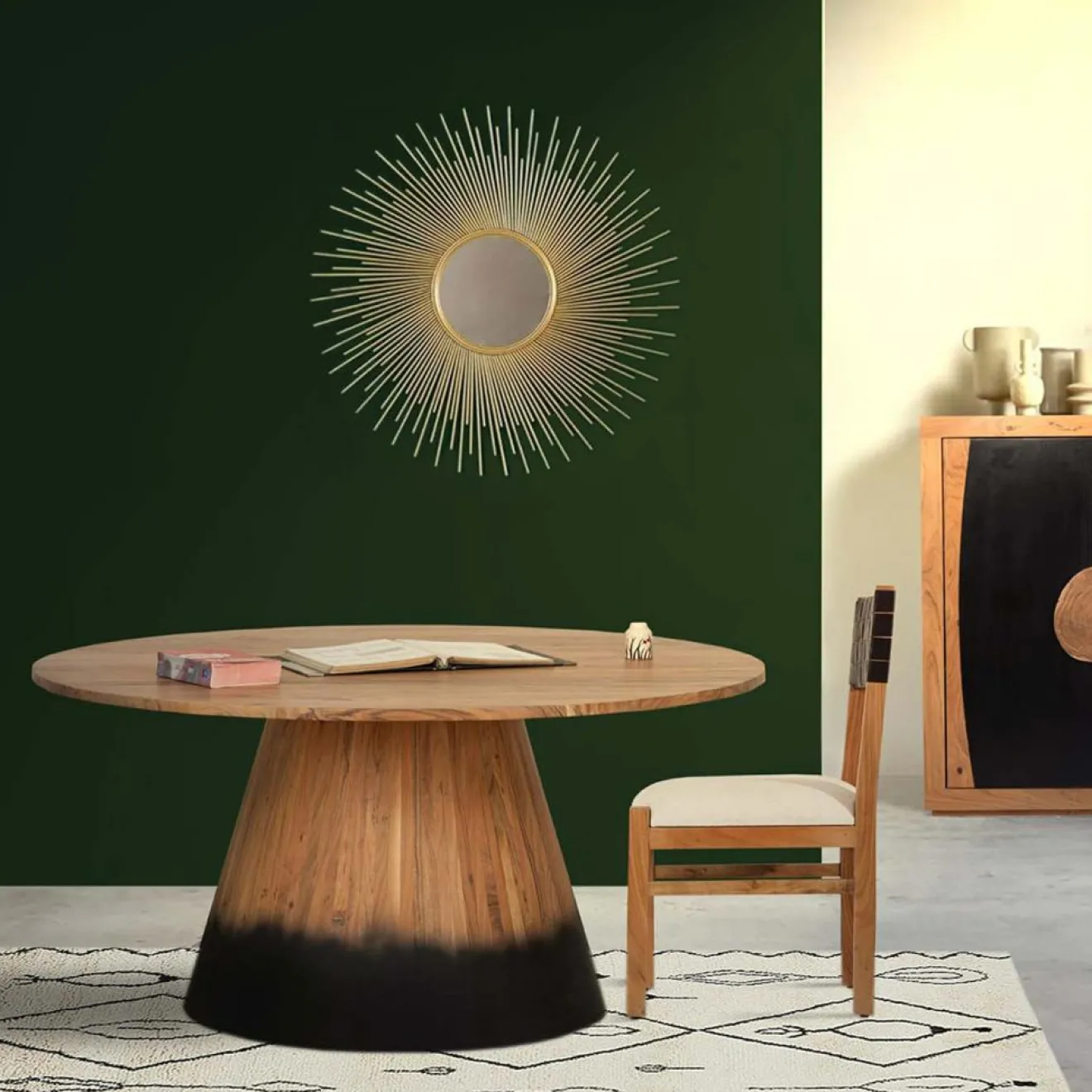 Discount Bois & Chiffons Table de repas ronde acacia dimona marron - D.140x76 cm