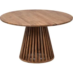 Bois & Chiffons Table de repas ronde bois massif acacia kfir naturel ciré - D.130x76 cm