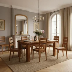 Bois & Chiffons Table rectangulaire en bois sculpté bicolore 200/280 Acacia Maya Naturel - 200x100x78 cm