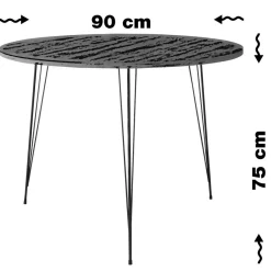 New Wooden Art Table sandalf noir/blanc - 90x75x90 cm