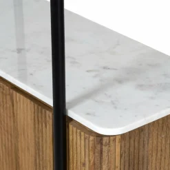 Best Bois & Chiffons Étagère 2 portes plateau marbre blanc Manguier Kfir II Naturel - 95x40x170 cm