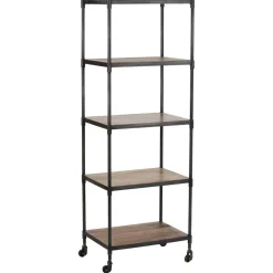 Best Bois & Chiffons Étagère à roulettes manguier carnac marron - 57x42x162 cm