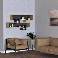 Sale Wooden Art Étagère Karen saphir/anthracite - 120x22x72.2 cm