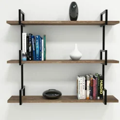 Hot Wooden Art Étagère murale Uras noyer - 90x76x22,5 cm