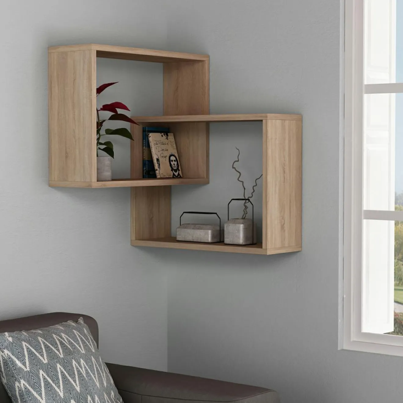 Sale Wooden Art Étagère ring naturelle - 68x68x60 cm