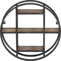 Bois & Chiffons Étagère ronde murale manguier london marron - 60x15x60 cm