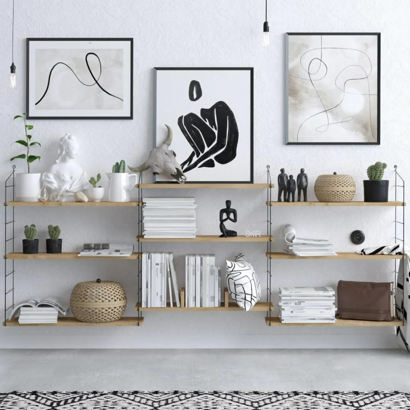 New Wooden Art Étagères Laba chêne - 85x216x20 cm