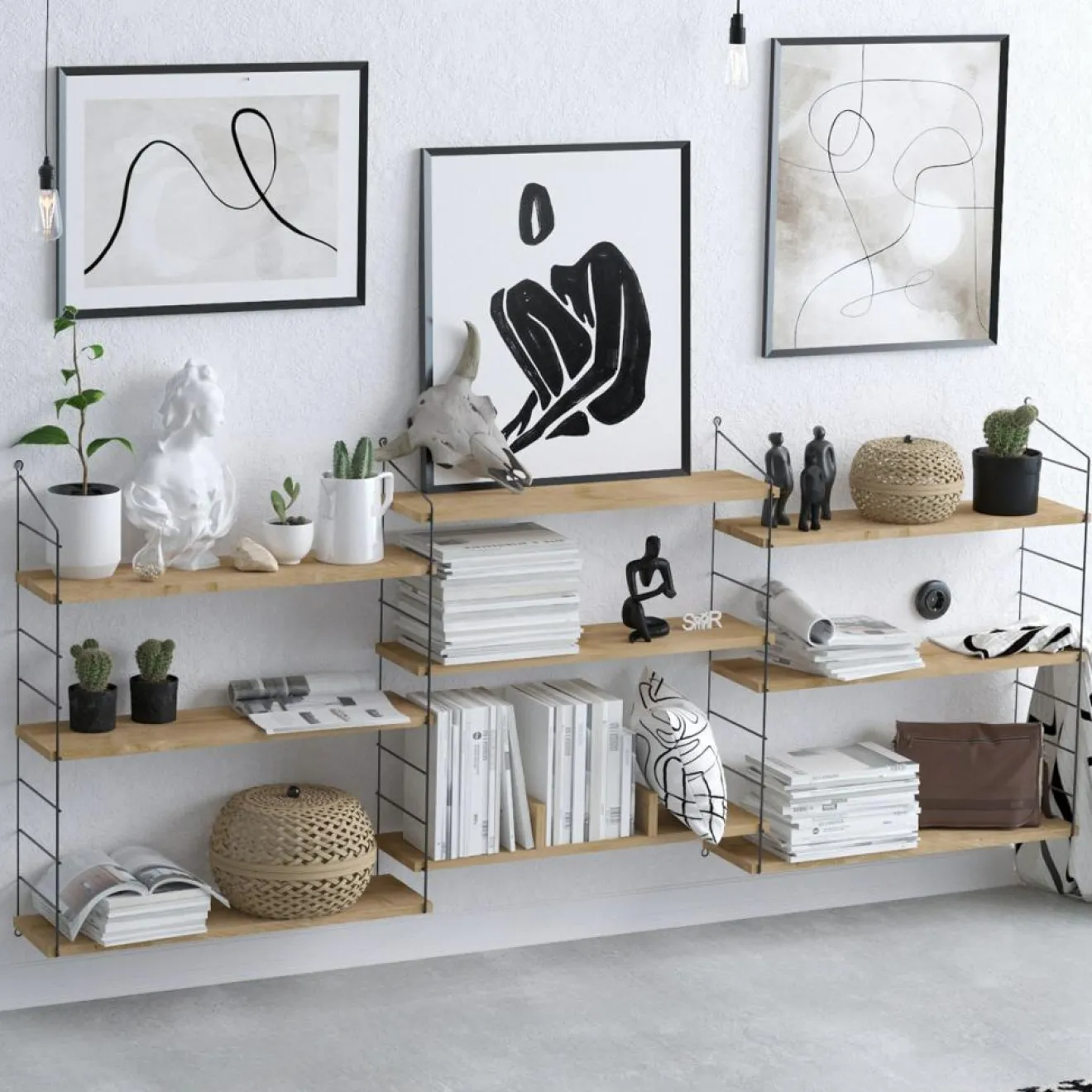 New Wooden Art Étagères Laba chêne - 85x216x20 cm