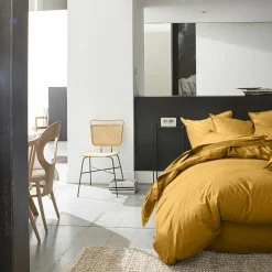 Baton Rouge Taie D'oreiller 100% Percale de Coton jaune moutarde
