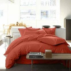 Online Baton Rouge Taie D'oreiller 100% Percale de Coton terre de sienne