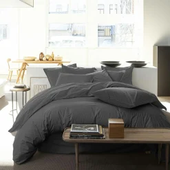 Outlet Baton Rouge Taie D'oreiller 100% Percale de Coton gris magnet