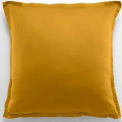 Baton Rouge Taie d'oreiller avec volant satin de coton lavé moutarde