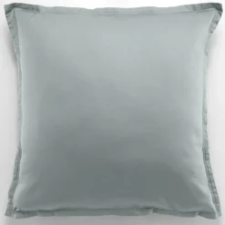 Baton Rouge Taie d'oreiller avec volant satin de coton lavé verte