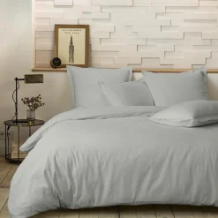 New Baton Rouge Taie d'oreiller avec volant en percale de coton lavé gris perle