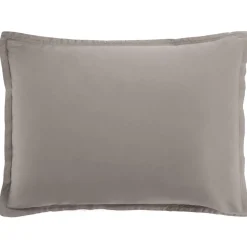 Sale Baton Rouge Taie d'oreiller avec volant satin de coton lavé taupe