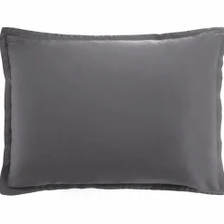 Baton Rouge Taie d'oreiller avec volant satin de coton lavé grise