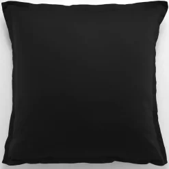 Baton Rouge Taie d'oreiller avec volant satin de coton lavé noire