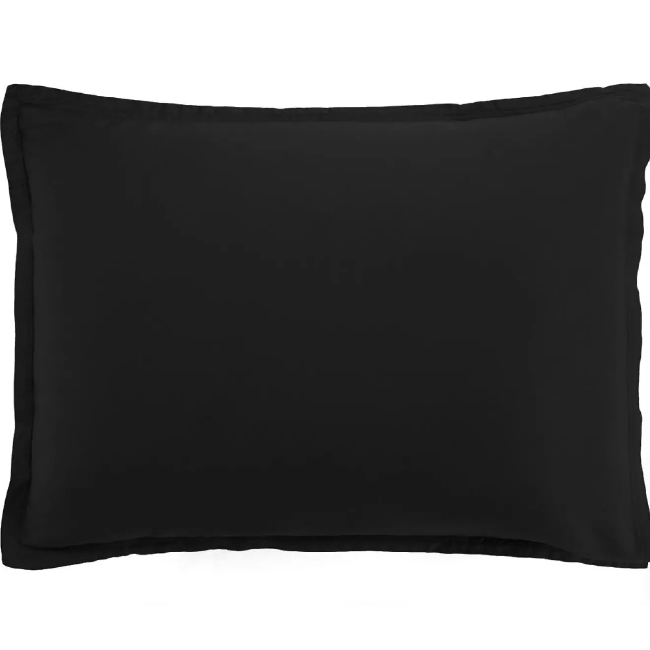 Baton Rouge Taie d'oreiller avec volant satin de coton lavé noire