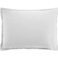 Baton Rouge Taie d'oreiller avec volant satin de coton lavé blanche