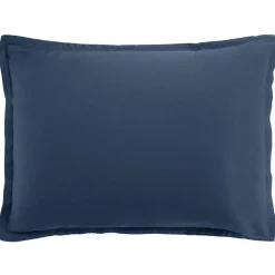 New Baton Rouge Taie d'oreiller avec volant satin de coton lavé bleue
