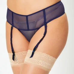 Huit Tanga en Soie mélangée Glamour bleu marine