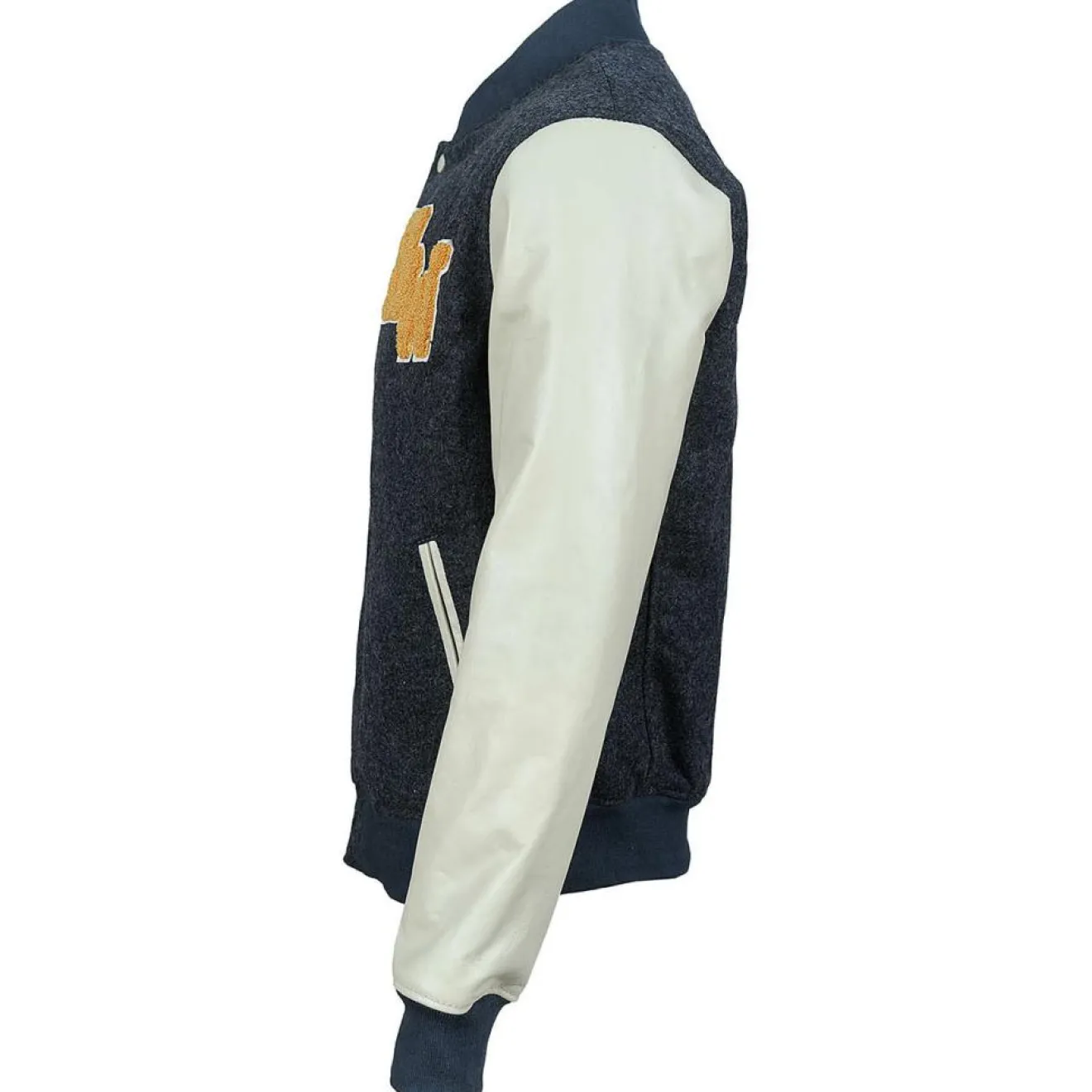 Homme Blue Wellford Teddy en Laine & Cuir Char gris anthracite