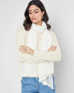 Femme Petrusse Étole Pompon blanche - 100x200 cm