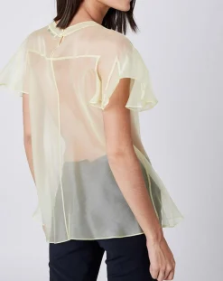 Femme John Galliano Top 100% Voile de Soie transparent jaune