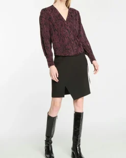 Clearance Galeries Lafayette Top cache-cœur Caprice imprimé fantaisie lie de vin