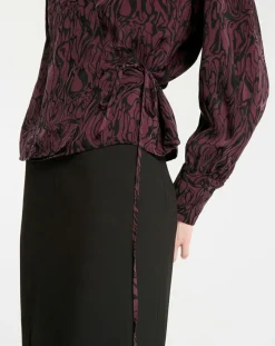 Clearance Galeries Lafayette Top cache-cœur Caprice imprimé fantaisie lie de vin