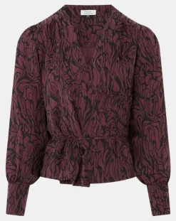 Clearance Galeries Lafayette Top cache-cœur Caprice imprimé fantaisie lie de vin