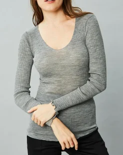 Sale Mare Top Cécile en Laine & Soie gris