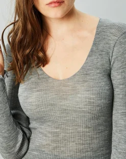 Sale Mare Top Cécile en Laine & Soie gris