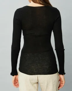 Femme Mare Top Cécile en Laine & Soie noir