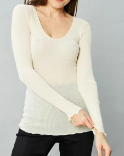 Femme Mare Top Cécile en Laine & Soie ivoire