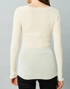 Femme Mare Top Cécile en Laine & Soie ivoire