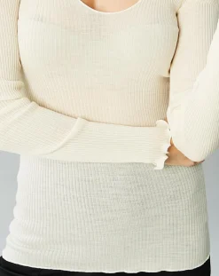 Femme Mare Top Cécile en Laine & Soie ivoire