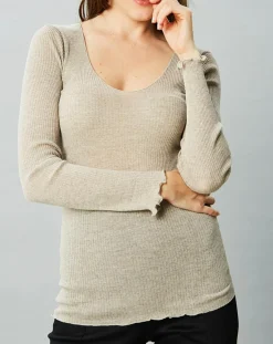 Femme Mare Top Cécile en Laine & Soie caramel