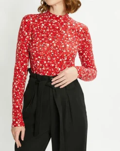 Online Scotch & Soda Top col montant imprimé floral rouge