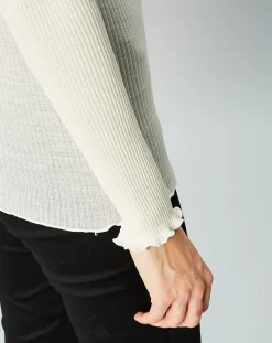 Femme Mare Top col roulé en Laine et Soie ivoire
