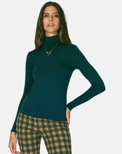 Femme Assuili Top Col Roulé Pauline vert gazon