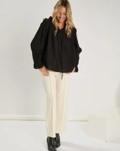 Outlet See u Soon Top en Coton & Lin Inaya noir