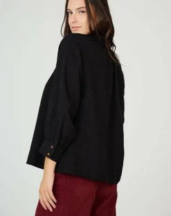 Femme See u Soon Top en Coton & Lin Sarra noir