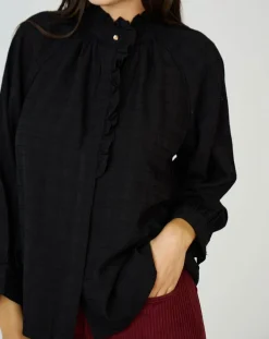 Femme See u Soon Top en Coton & Lin Sarra noir